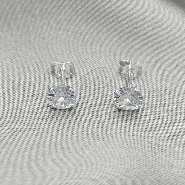 Arete Dormilona 02.401.0054.06 Plata Rodinada, con Zirconia Cubica Blanca, Pulido, Tono Plateado
