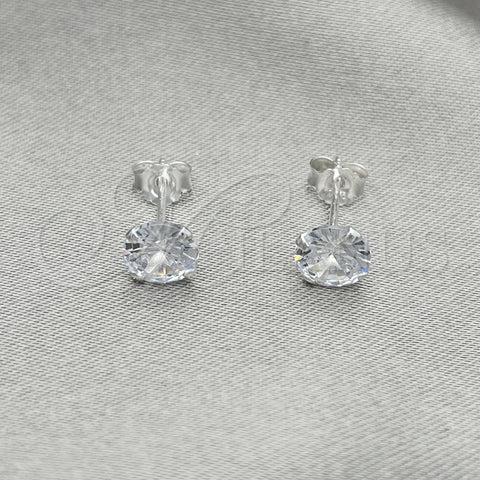 Arete Dormilona 02.401.0054.06 Plata Rodinada, con Zirconia Cubica Blanca, Pulido, Tono Plateado