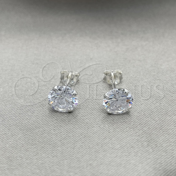 Arete Dormilona 02.401.0054.07 Plata Rodinada, con Zirconia Cubica Blanca, Pulido, Tono Plateado