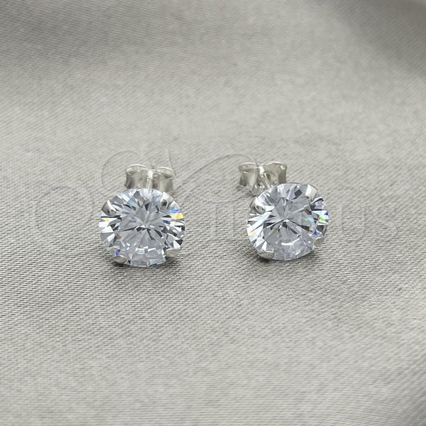 Arete Dormilona 02.401.0054.08 Plata Rodinada, con Zirconia Cubica Blanca, Pulido, Tono Plateado