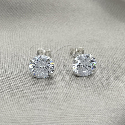 Arete Dormilona 02.401.0054.08 Plata Rodinada, con Zirconia Cubica Blanca, Pulido, Tono Plateado