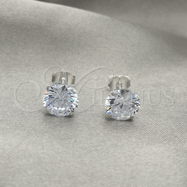 Arete Dormilona 02.401.0054.09 Plata Rodinada, con Zirconia Cubica Blanca, Pulido, Tono Plateado