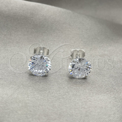 Arete Dormilona 02.401.0054.09 Plata Rodinada, con Zirconia Cubica Blanca, Pulido, Tono Plateado