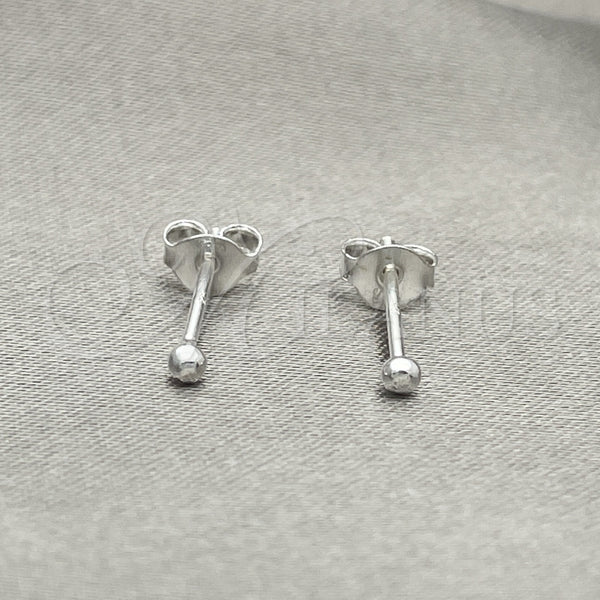 Arete Dormilona 02.401.0055.02 Plata Rodinada, Diseño de Bola, con Zirconia Cubica Blanca, Pulido, Tono Plateado
