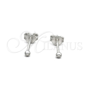 Arete Dormilona 02.401.0055.02 Plata Rodinada, Diseño de Bola, con Zirconia Cubica Blanca, Pulido, Tono Plateado