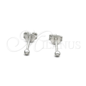 Arete Dormilona 02.401.0055.02 Plata Rodinada, Diseño de Bola, con Zirconia Cubica Blanca, Pulido, Tono Plateado