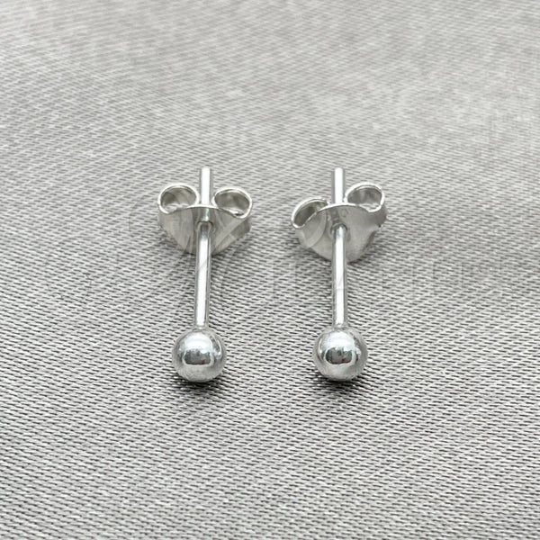 Arete Dormilona 02.401.0055.03 Plata Rodinada, Diseño de Bola, Pulido, Tono Plateado