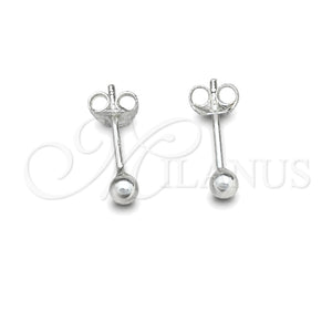 Arete Dormilona 02.401.0055.03 Plata Rodinada, Diseño de Bola, Pulido, Tono Plateado
