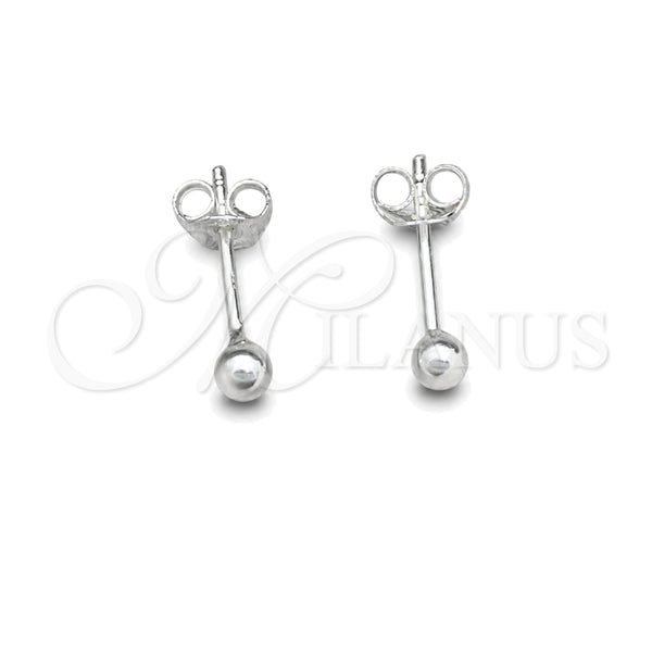 Arete Dormilona 02.401.0055.03 Plata Rodinada, Diseño de Bola, Pulido, Tono Plateado
