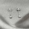 Arete Dormilona 02.401.0055.03 Plata Rodinada, Diseño de Bola, Pulido, Tono Plateado
