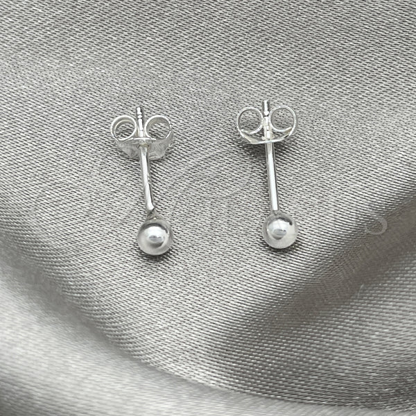 Arete Dormilona 02.401.0055.03 Plata Rodinada, Diseño de Bola, Pulido, Tono Plateado
