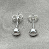 Arete Dormilona 02.401.0055.04 Plata Rodinada, Diseño de Bola, Pulido, Tono Plateado