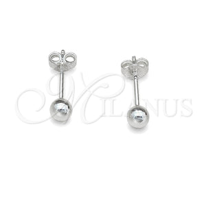 Arete Dormilona 02.401.0055.04 Plata Rodinada, Diseño de Bola, Pulido, Tono Plateado