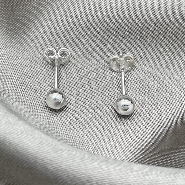 Arete Dormilona 02.401.0055.04 Plata Rodinada, Diseño de Bola, Pulido, Tono Plateado