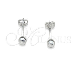 Arete Dormilona 02.401.0055.04 Plata Rodinada, Diseño de Bola, Pulido, Tono Plateado
