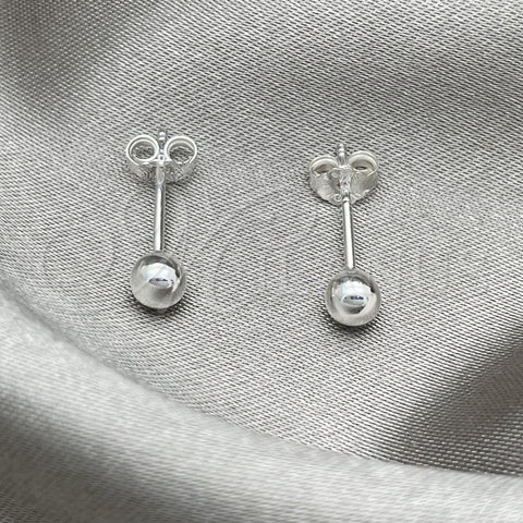 Arete Dormilona 02.401.0055.04 Plata Rodinada, Diseño de Bola, Pulido, Tono Plateado