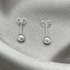 Arete Dormilona 02.401.0055.04 Plata Rodinada, Diseño de Bola, Pulido, Tono Plateado