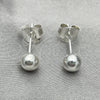 Arete Dormilona 02.401.0055.05 Plata Rodinada, Diseño de Bola, Pulido, Tono Plateado