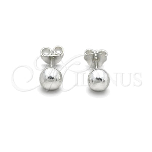 Arete Dormilona 02.401.0055.05 Plata Rodinada, Diseño de Bola, Pulido, Tono Plateado