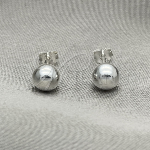 Arete Dormilona 02.401.0055.07 Plata Rodinada, Diseño de Bola, Pulido, Tono Plateado