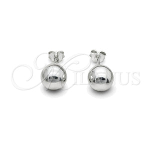 Arete Dormilona 02.401.0055.08 Plata Rodinada, Diseño de Bola, Pulido, Tono Plateado