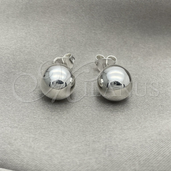 Arete Dormilona 02.401.0055.10 Plata Rodinada, Diseño de Bola, Pulido, Tono Plateado