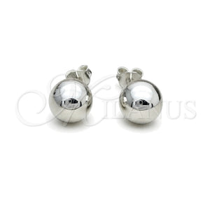 Arete Dormilona 02.401.0055.10 Plata Rodinada, Diseño de Bola, Pulido, Tono Plateado