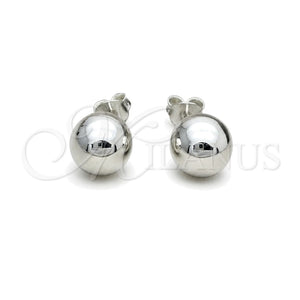 Arete Dormilona 02.401.0055.10 Plata Rodinada, Diseño de Bola, Pulido, Tono Plateado