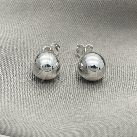 Arete Dormilona 02.401.0055.10 Plata Rodinada, Diseño de Bola, Pulido, Tono Plateado