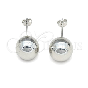 Arete Dormilona 02.401.0055.12 Plata Rodinada, Diseño de Bola, Pulido, Tono Plateado