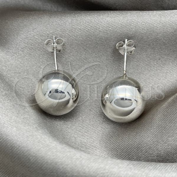 Arete Dormilona 02.401.0055.12 Plata Rodinada, Diseño de Bola, Pulido, Tono Plateado