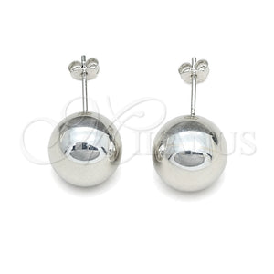 Arete Dormilona 02.401.0055.12 Plata Rodinada, Diseño de Bola, Pulido, Tono Plateado