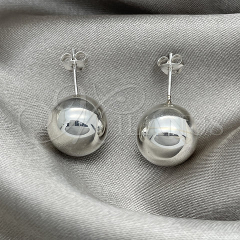Arete Dormilona 02.401.0055.12 Plata Rodinada, Diseño de Bola, Pulido, Tono Plateado