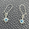 Arete Largo 02.401.0061 Plata Rodinada, Diseño de Ojo Griego y Estrella, con Cristal Turquoise, Pulido, Tono Plateado