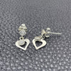 Arete Largo 02.401.0062 Plata Rodinada, Diseño de Corazón, con Zirconia Cubica Blanca, Pulido, Tono Plateado