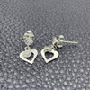 Arete Largo 02.401.0062 Plata Rodinada, Diseño de Corazón, con Zirconia Cubica Blanca, Pulido, Tono Plateado