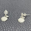 Arete Largo 02.401.0064 Plata Rodinada, Diseño de Concha, con Zirconia Cubica Blanca, Pulido, Tono Plateado