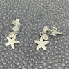 Arete Largo 02.401.0065 Plata Rodinada, Diseño de Flor, con Zirconia Cubica Blanca, Pulido, Tono Plateado