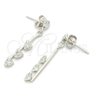 Arete Largo 02.401.0068 Plata Rodinada, con Zirconia Cubica Blanca, Pulido, Tono Plateado