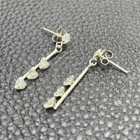 Arete Largo 02.401.0068 Plata Rodinada, con Zirconia Cubica Blanca, Pulido, Tono Plateado