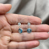 Arete Largo 02.401.0070 Plata Rodinada, Diseño de Ojo Griego, con Cristal Turquoise y Zirconia Cubica Blanca, Pulido, Tono Plateado