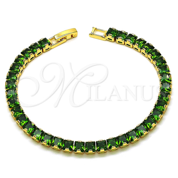 Pulsera Tennis 03.284.0020.07 Oro Laminado, con Verde Zirconia Cubica, Pulido, Tono Dorado (05 MM Thickness, 7 Inches Length)