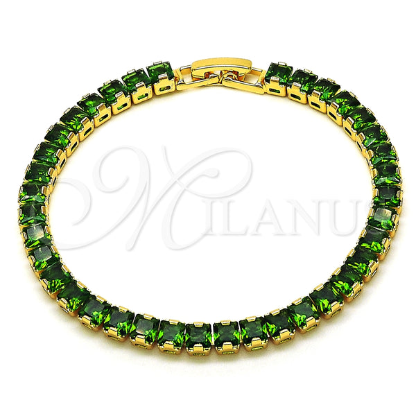 Pulsera Tennis 03.284.0020.07 Oro Laminado, con Verde Zirconia Cubica, Pulido, Tono Dorado (05 MM Thickness, 7 Inches Length)