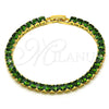 Pulsera Tennis 03.284.0020.07 Oro Laminado, con Verde Zirconia Cubica, Pulido, Tono Dorado (05 MM Thickness, 7 Inches Length)