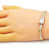 Pulsera Elegante 03.341.0191.07 Oro Laminado, Diseño de Cola de Raton, con Blanca Zirconia Cubica, Pulido, Tono Dorado (05 MM Thickness, 7 Inches Length)