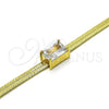 Pulsera Elegante 03.341.0191.07 Oro Laminado, Diseño de Cola de Raton, con Blanca Zirconia Cubica, Pulido, Tono Dorado (05 MM Thickness, 7 Inches Length)