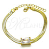 Pulsera Elegante 03.341.0191.07 Oro Laminado, Diseño de Cola de Raton, con Blanca Zirconia Cubica, Pulido, Tono Dorado (05 MM Thickness, 7 Inches Length)