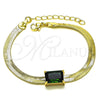 Pulsera Elegante 03.341.0191.1.07 Oro Laminado, Diseño de Cola de Raton, con Verde Zirconia Cubica, Pulido, Tono Dorado (05 MM Thickness, 7 Inches Length)