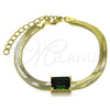 Pulsera Elegante 03.341.0191.1.07 Oro Laminado, Diseño de Cola de Raton, con Verde Zirconia Cubica, Pulido, Tono Dorado (05 MM Thickness, 7 Inches Length)