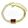 Pulsera Elegante 03.341.0191.3.07 Oro Laminado, Diseño de Cola de Raton, con Granate Zirconia Cubica, Pulido, Tono Dorado (05 MM Thickness, 7 Inches Length)